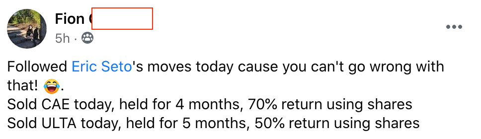 210 - 211 Fion made 70% from CAE and 50% from ULTA in 5 months