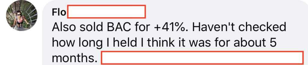 222 - Flo made 41% from BAC in 5 months