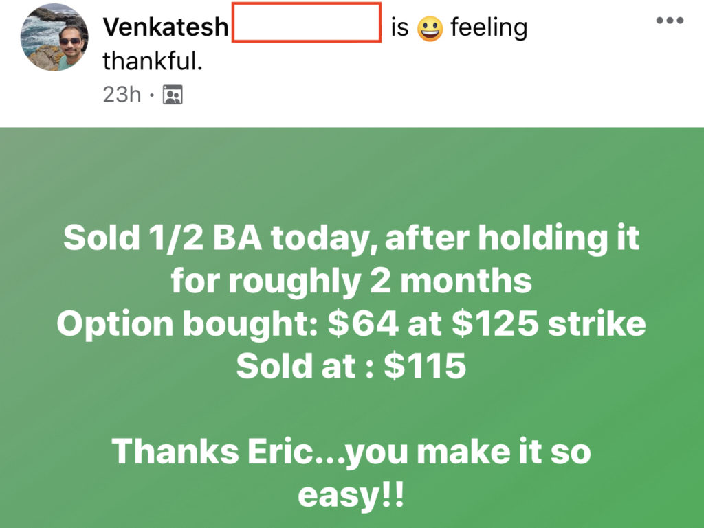 224 - Venkatesh made 80% from BA in 2 months