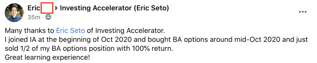 226 - Eric M made 100% from BA in 1.5 months