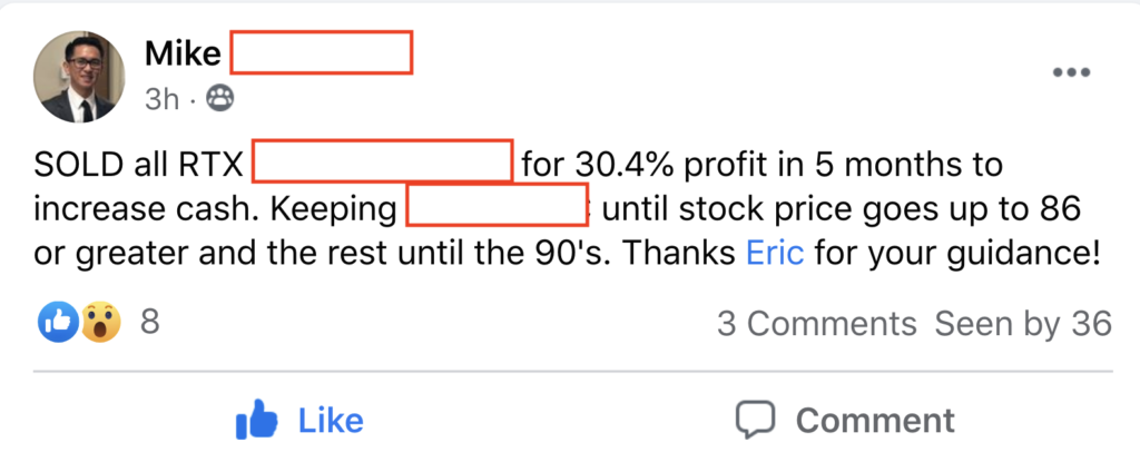 227 - Mike S made 30% from RTX in 5 months