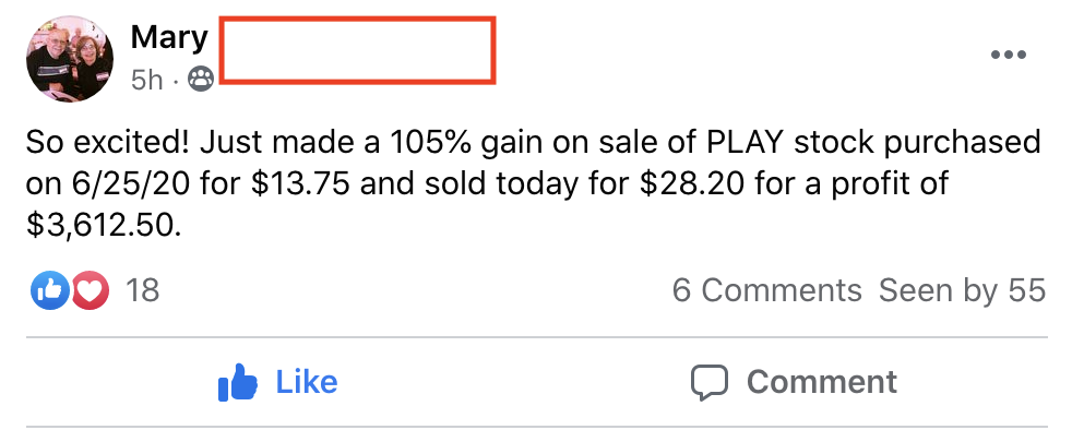 229 - Mary Martin made 105% from PLAY in 6 months