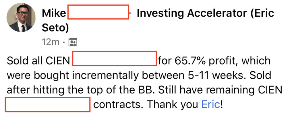 231 - Mike made 66% from CIEN in 11 weeks