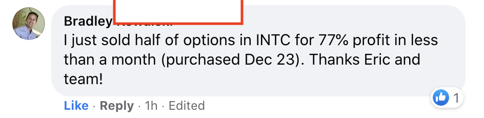 247 - Brad K made 77% from INTC in 1 month