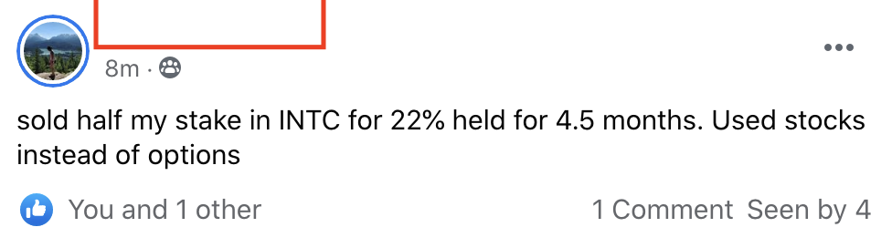 258 - Serena made 22% from INTC in 4.5 months