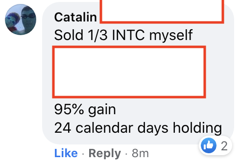 259 - Catalin made 95% from INTC in 24 days