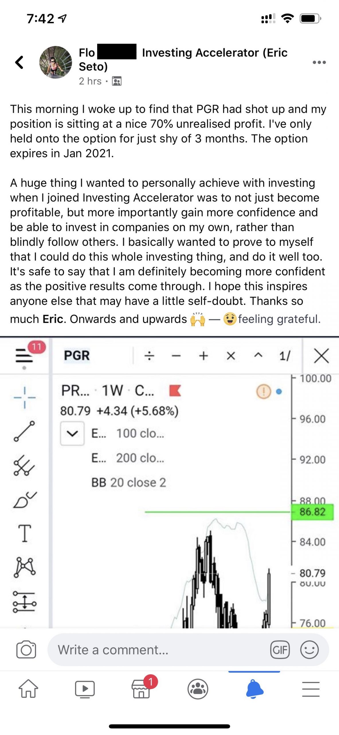Flo 70% on PGR on her own