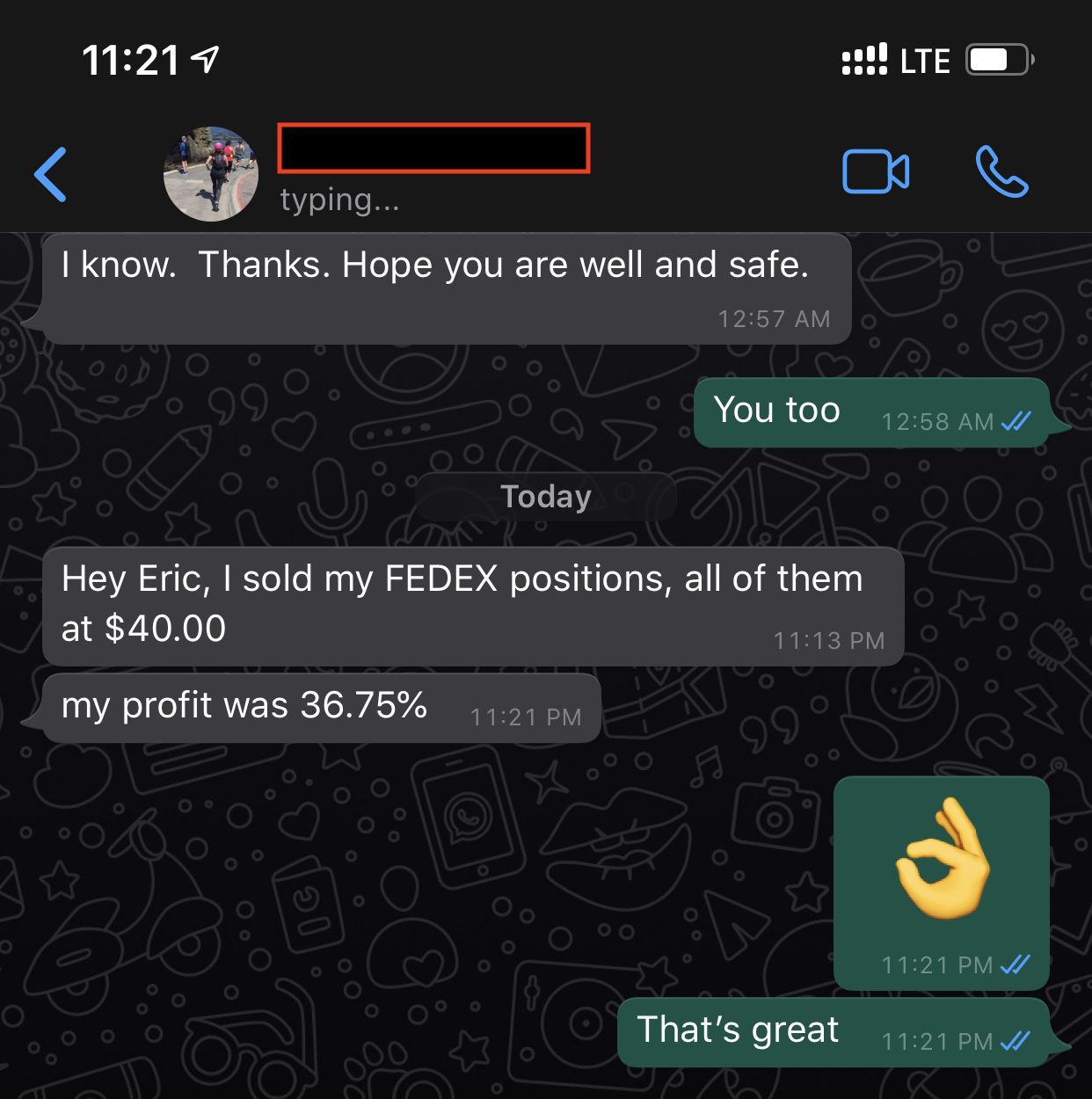 Caroline made 36.75% from fedex in 5 months