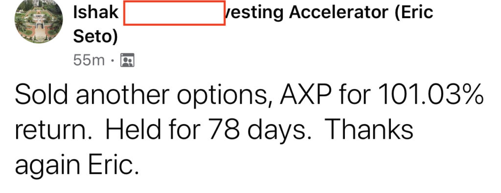 277 - Ishak made 101% from AXP in 78 days