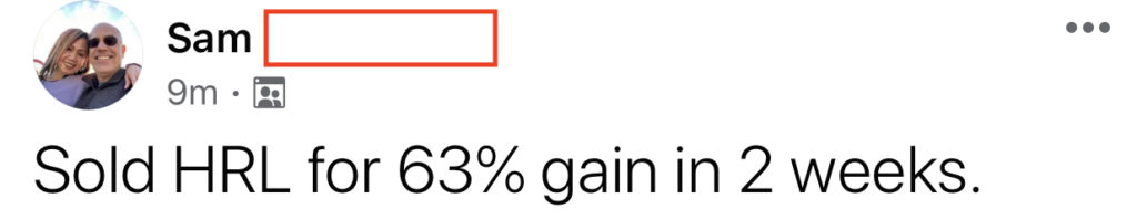 282 - Sam S made 63% from HRL in 2 weeks