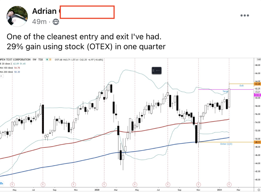 287 - Adrian made 29% from OTEX in 3 months