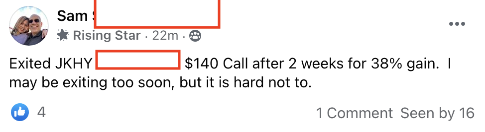 288 - Sam S made 38% from JKHY in 2 weeks