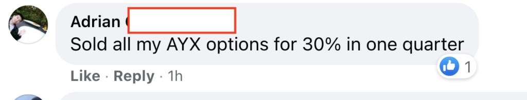 291 - Adrian made 30% from AYX in 3 month