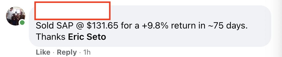 302 - Jon M made 9.8% from SAP in 75 days
