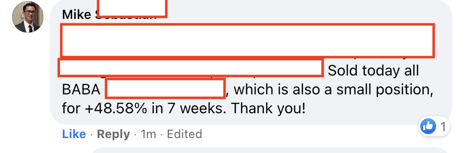 314 - Mike made 48% from BABA in 2.5 months