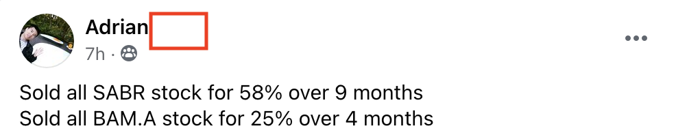 327 - 328 Adrian made 58% from SABR and 25% from BAM