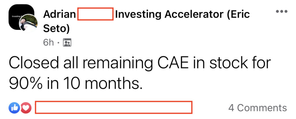 331 - Adrian made 90% from CAE in 10 months