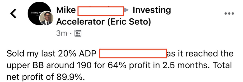 349 - Mike made 64% from ADP in 2.5 months