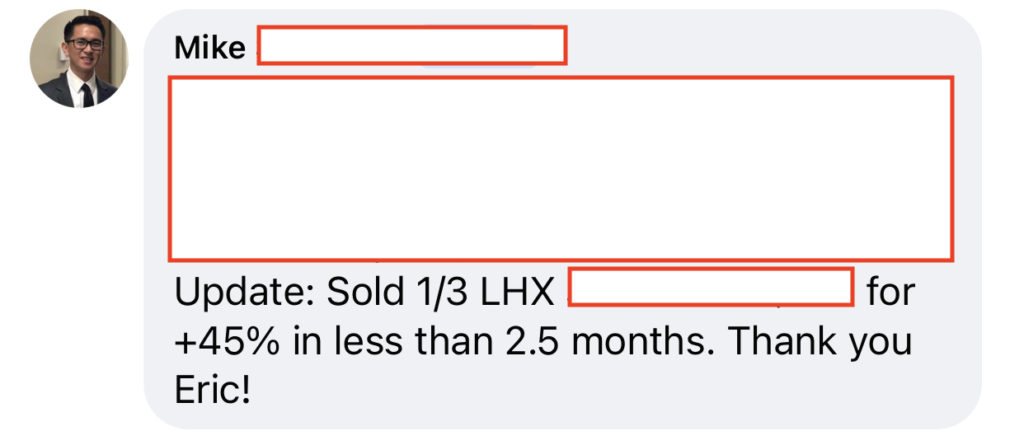 353 - Mike S made 45% from LHX in 2.5 months