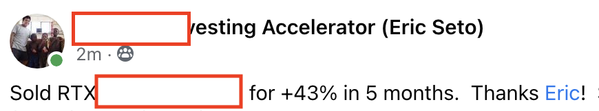 354 - Jon M made 43% from RTX in 5 months