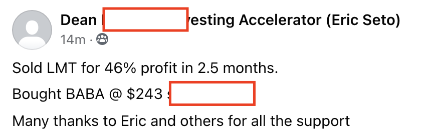 360 - Dean L made 46% from LMT in 2.5 months
