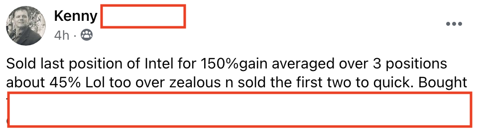 361 - Kenny made 150% from INTC in 6 months