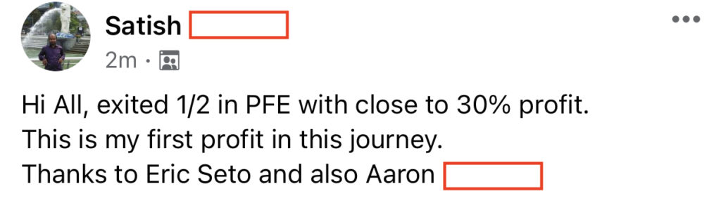 368 - Satish A made 30% from PFE in 2 month