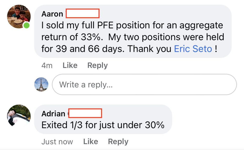 369 -370 - Aaron W and Adrian made 30% from PFE in 2 months