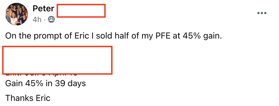 375 - Peter V made 45% from PFE in 2 months