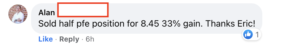 378 - Alan made 33% from PFE in 2 months