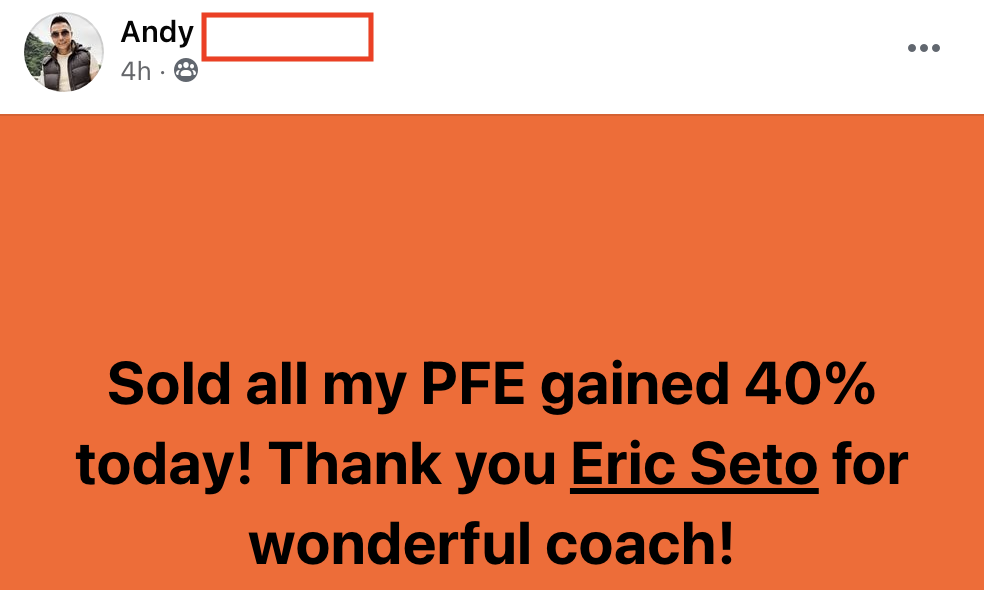381 - Andy N made 40% from PFE in 2 months