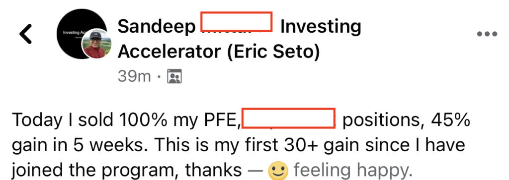 382 - Sandeep made 45% from PFE in 2 months