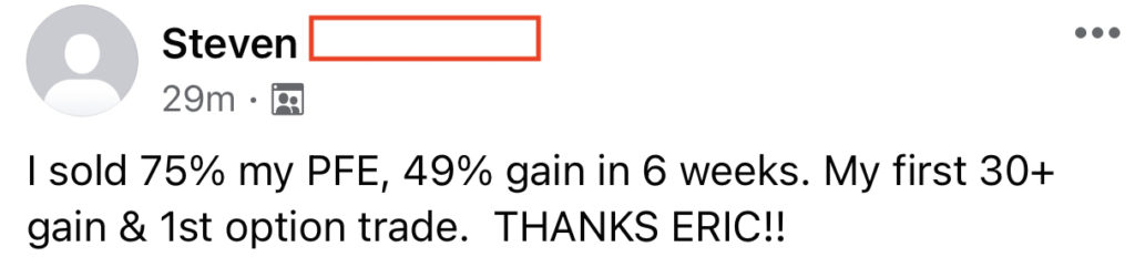 385 - Steven M made 49% from PFE in 2 months