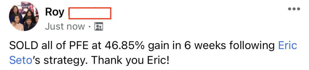 400 - Roy made 46% from PFE in 6 weeks