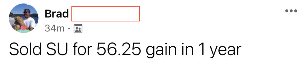 420 - Brad made 56% from SU in 1 year