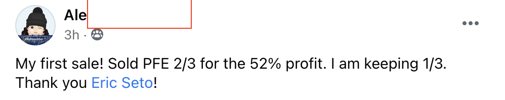 422 - Alex K made 52% from PFE in 2 months