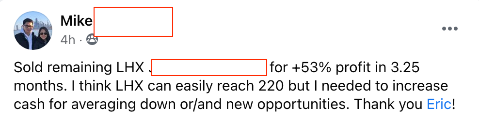 425 - Mike made 53% from LHX in 3 months