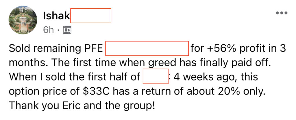 428 - Ishak made 56% from PFE in 3 months