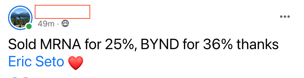441 - 442 - Serena made 25% from MRNA and 36% from BYND in 1 month