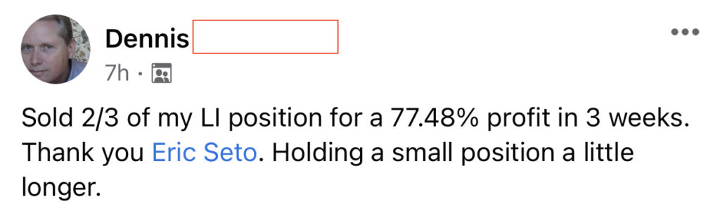451 - Dennis R made 77% from Li in 3 weeks