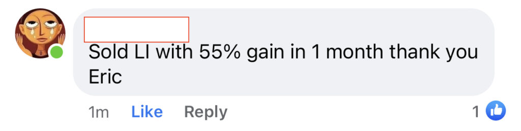 455 - Hewan made 55% from Li in 1 month