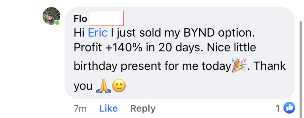 457 - Flo made 140% from BYND in 3 weeks
