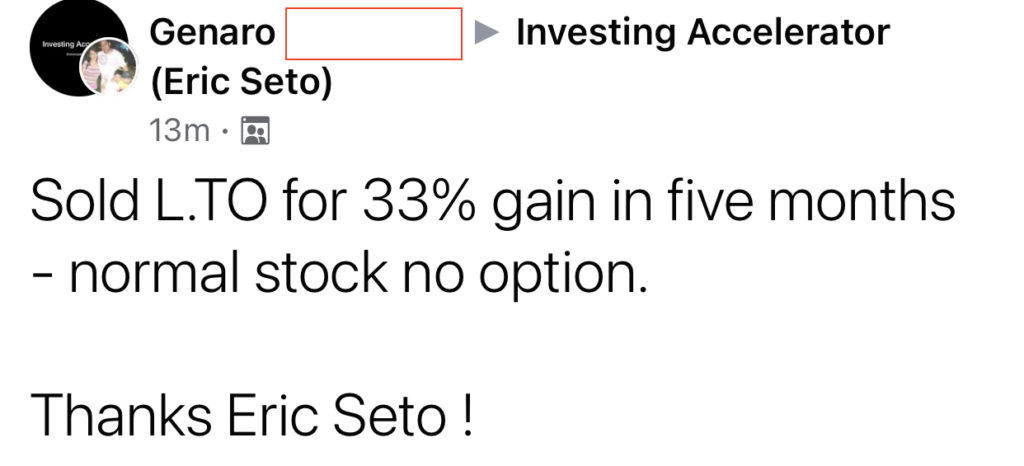 462 - Genaro made 33% from L in 3 months