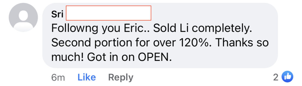 467 - Sri A made 120% from Li in 1 month