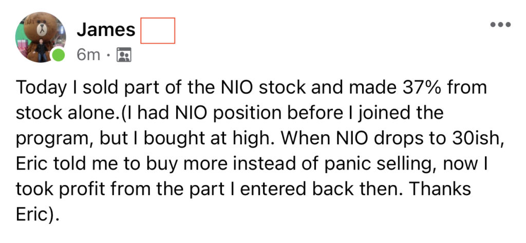 477 - James X made 37% from NIO in 2 months