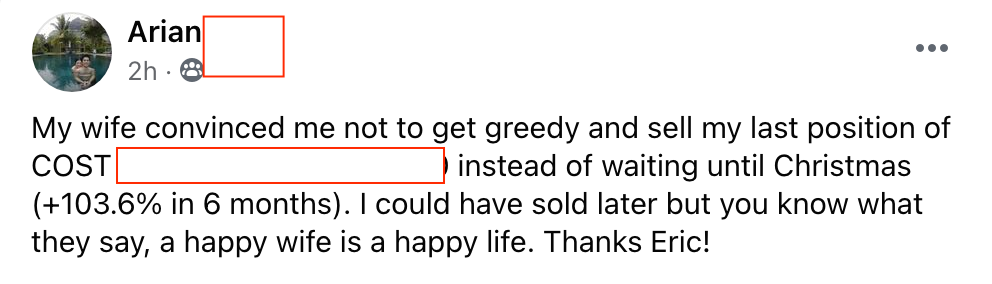 493 - Arian made 104% from COST in 4 months