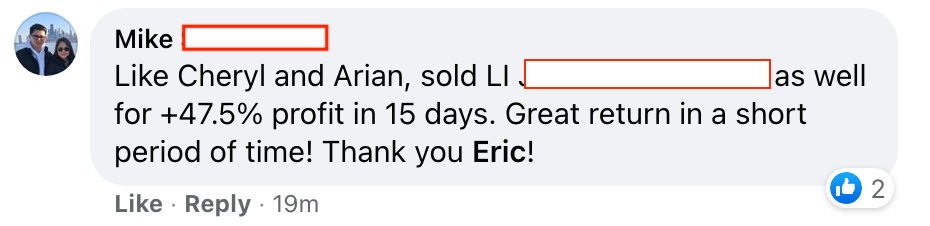 440 - Mike S made 48% from Li in 2 weeks