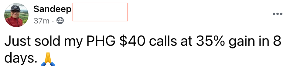 503 - Sandeep made 35% from PHG in 8 days
