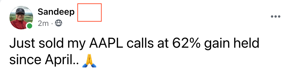 504 - Sandeep made 62% from AAPL in 4 months