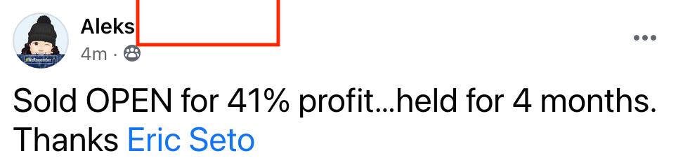 525 - Alex K made 42% from OPEN in 4 months